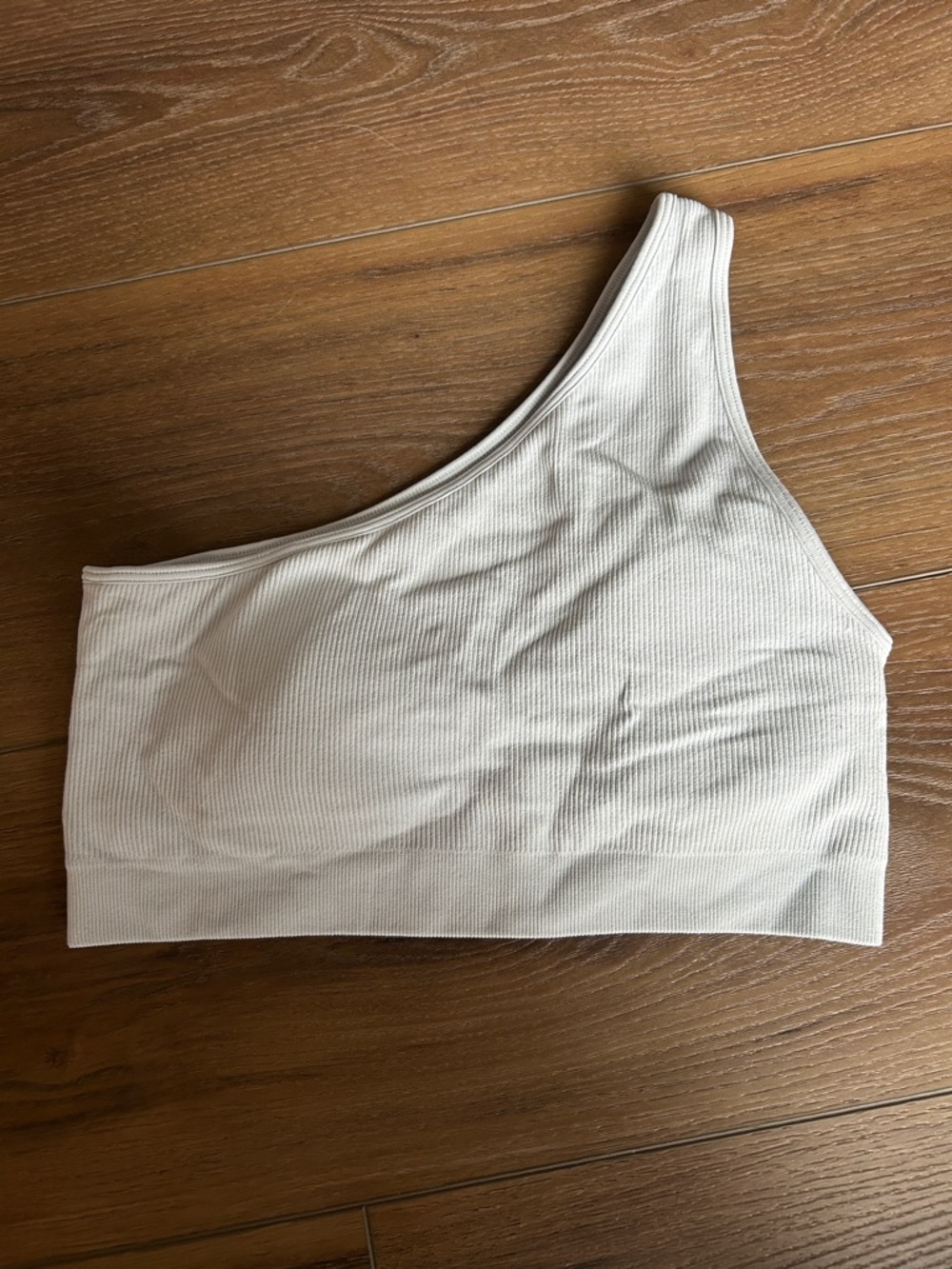 Asymmetric One-Shoulder Ribbed Sports Bra - Pale Blue